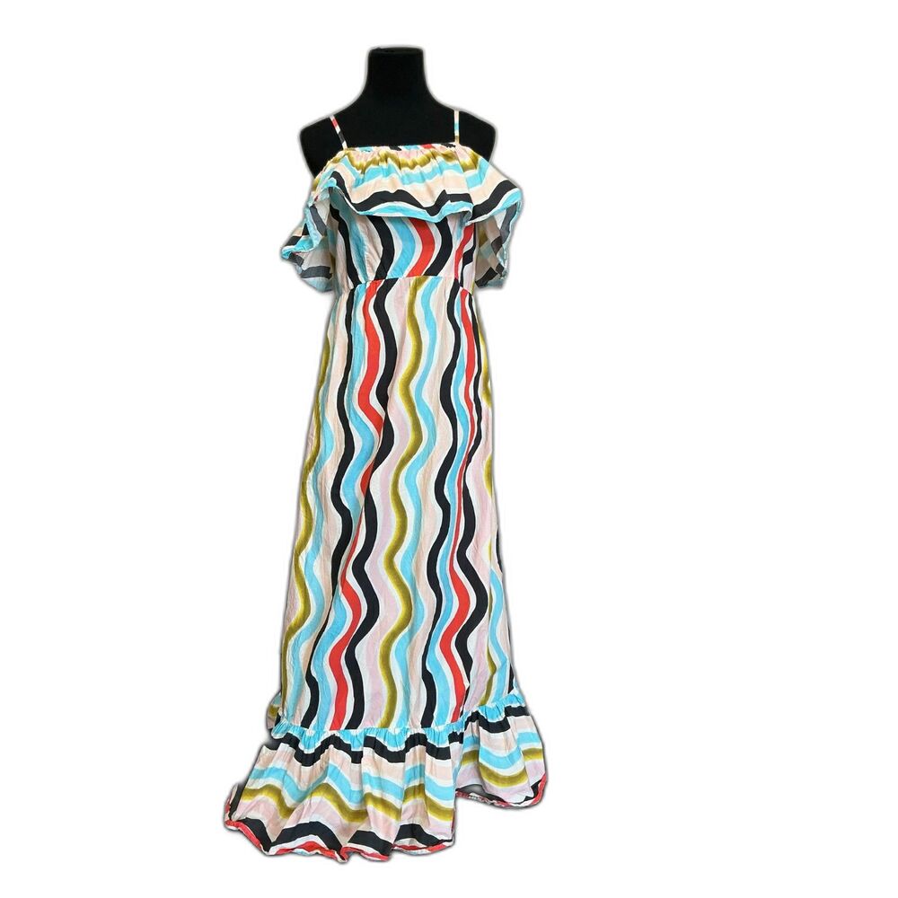 Farm Rio for Anthropologie Colorful Abstract Design, Spaghetti Straps,  Large